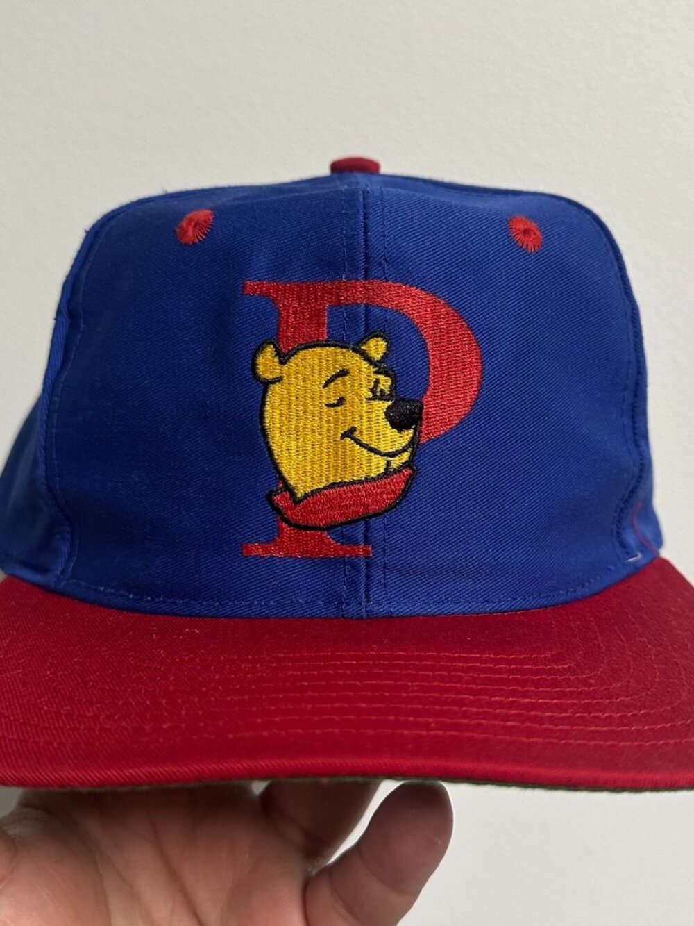 Vintage Disney 90s Pooh Blockhead Snapback Blue